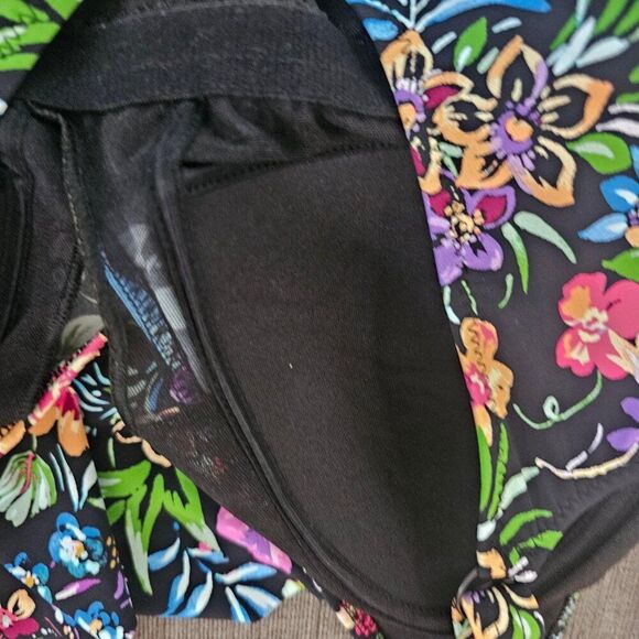 Gottex Flora Floral Tie Front black V-neck Shirred One Piece Swimsuit Size 12 - Picture 15 of 16